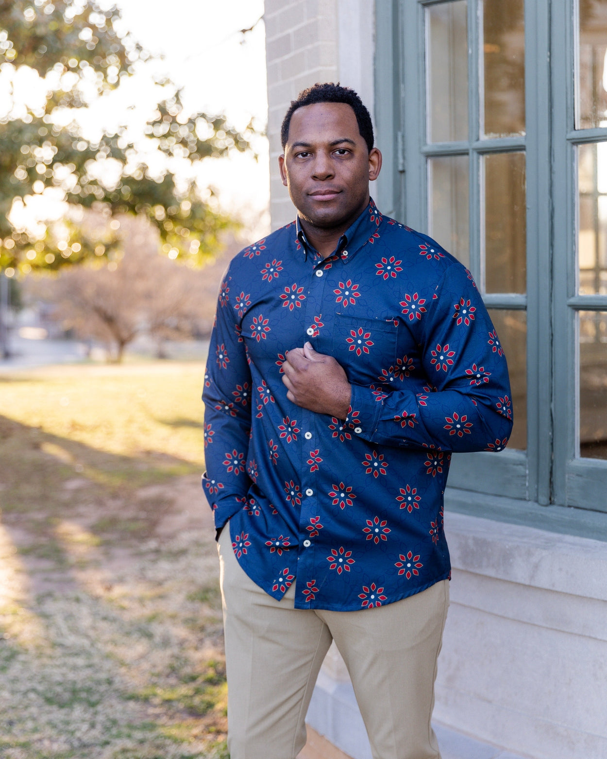Men's Button Down Shirt in Midnight Field - Final Sale nuggles-clothing