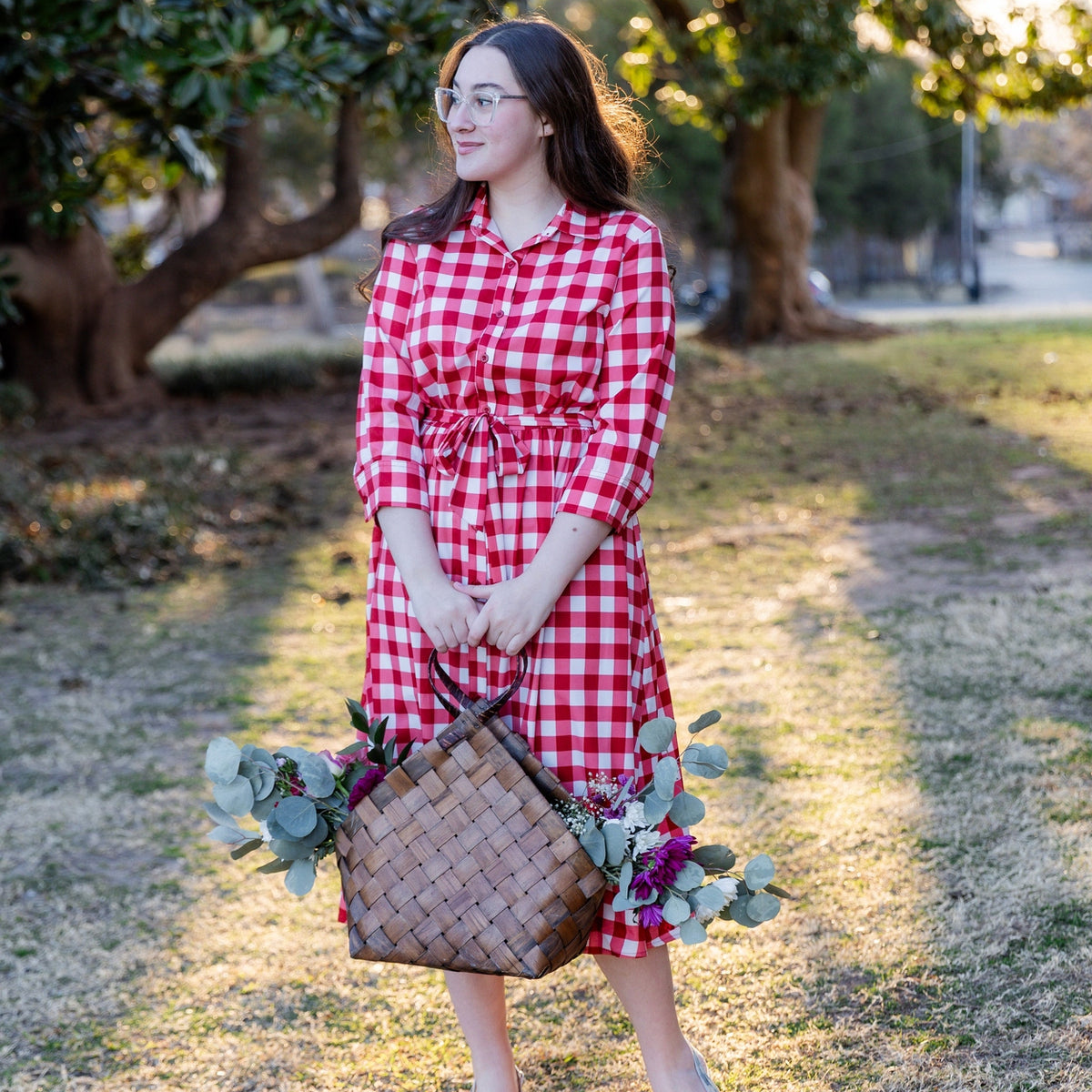 red gingham dress women Grace Red Gingham Smocked Maxi Dress | Women's Clothing