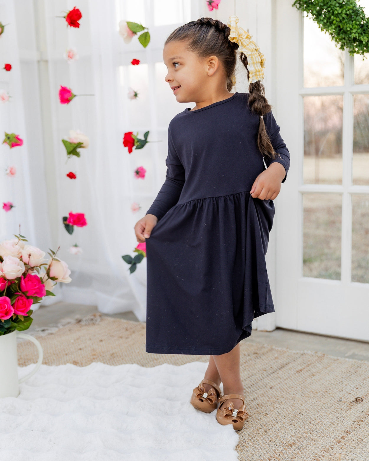 Girls' Farah Dress in Navy - Final Sale nuggles-clothing