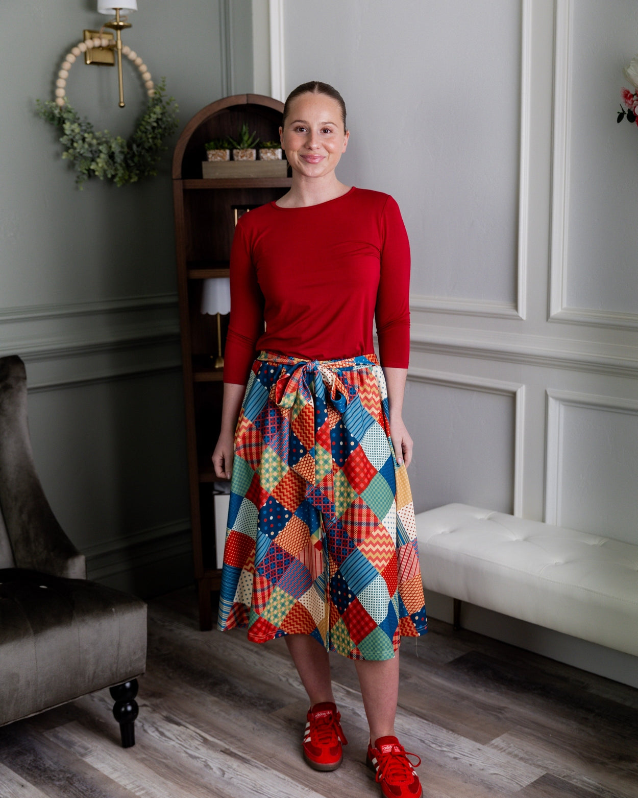 Bria Skirt in Scrappy Sweetheart nuggles-clothing