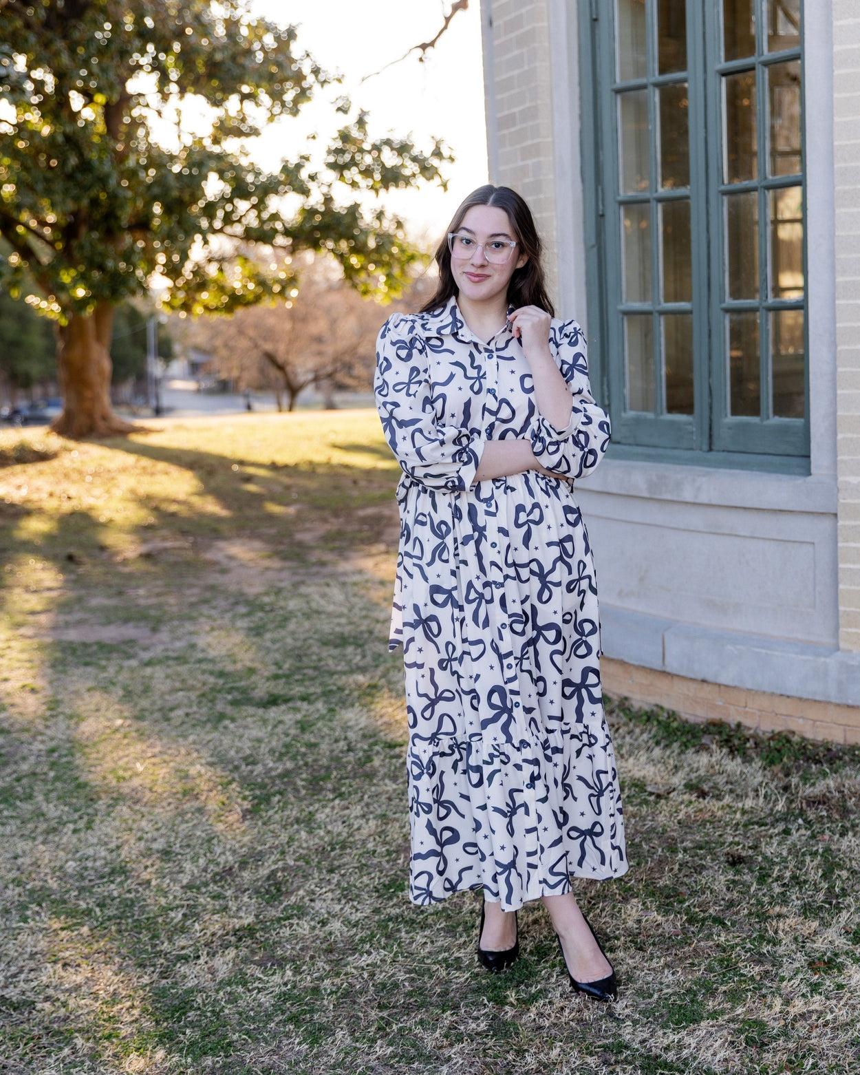 Leila Dress in Bow & Tell nuggles-clothing