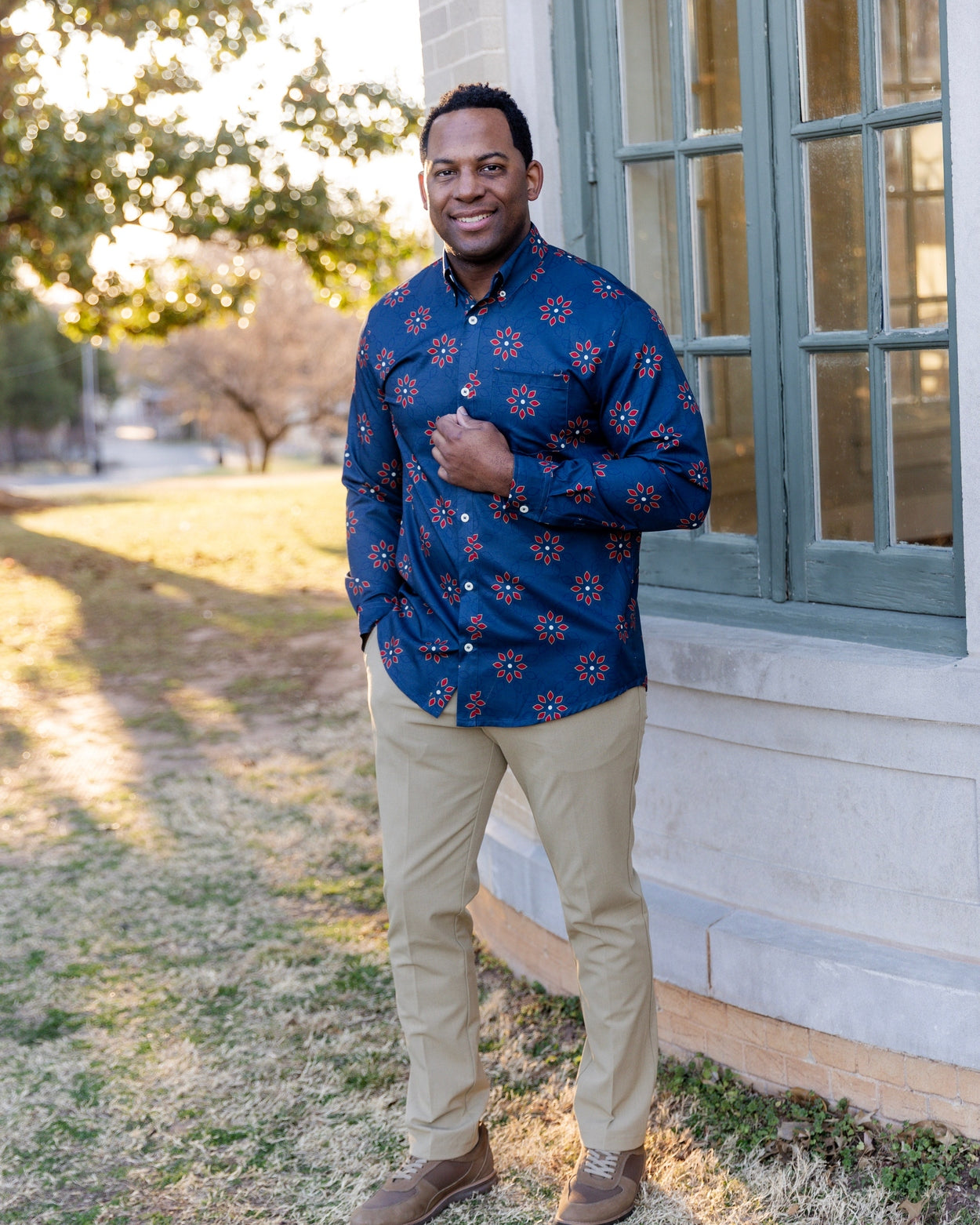 Men's Button Down Shirt in Midnight Field - Final Sale nuggles-clothing