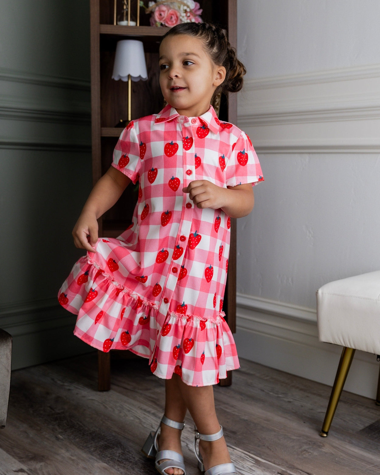 Girls Ellie Dress in Strawberry Sweetheart nuggles-clothing