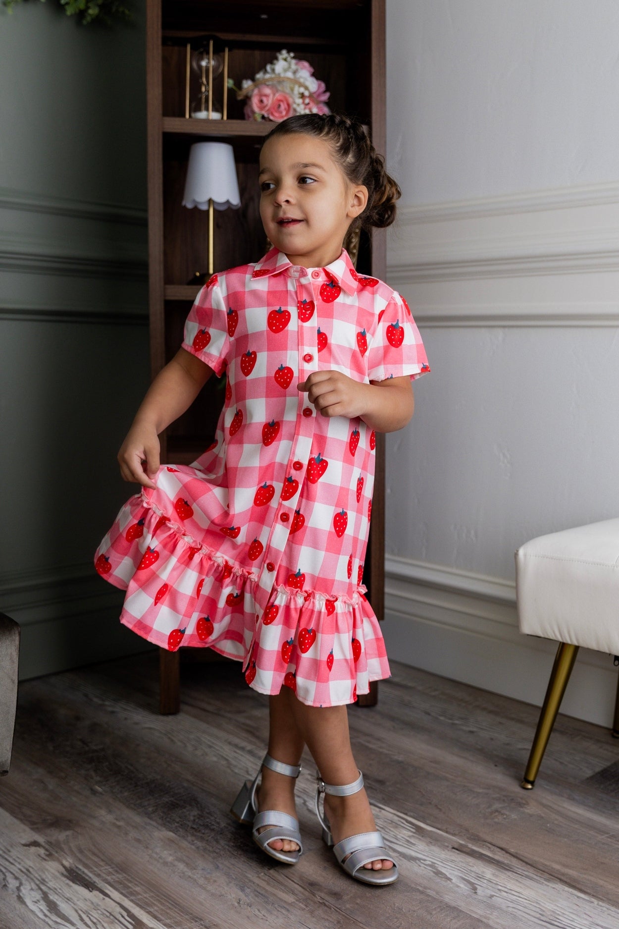 Girls Ellie Dress in Strawberry Sweetheart nuggles-clothing