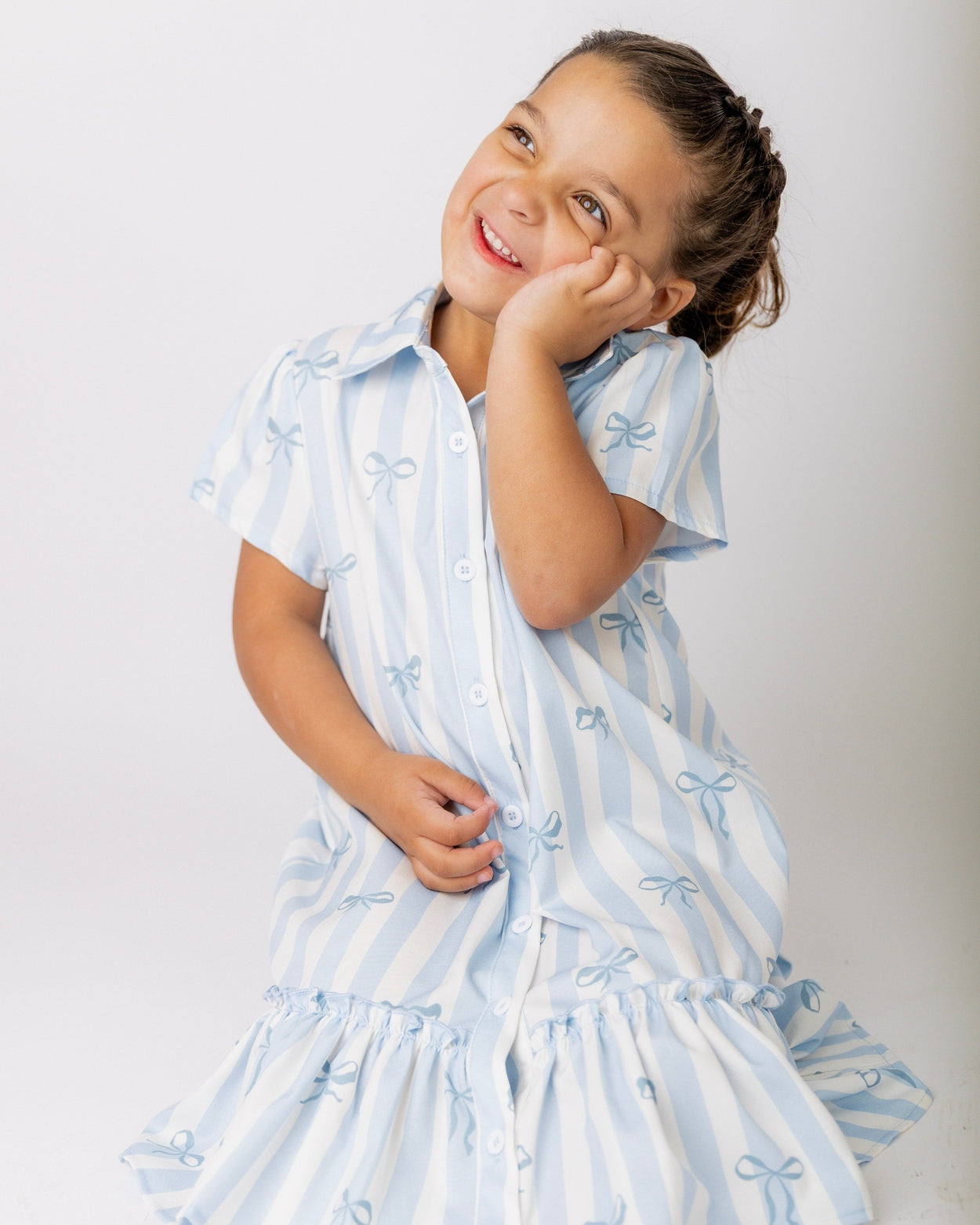 Girls Ellie Dress in Sweet Ribbon Stripe nuggles-clothing