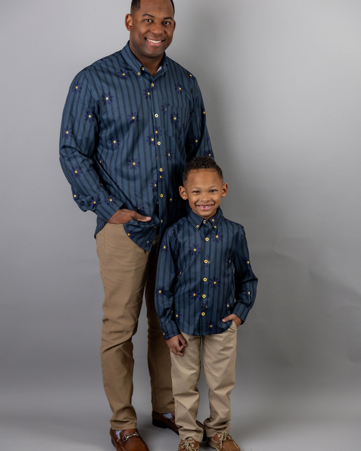 Boys' Button Down Shirt in Pinstripe Ditsy - Final Sale nuggles-clothing