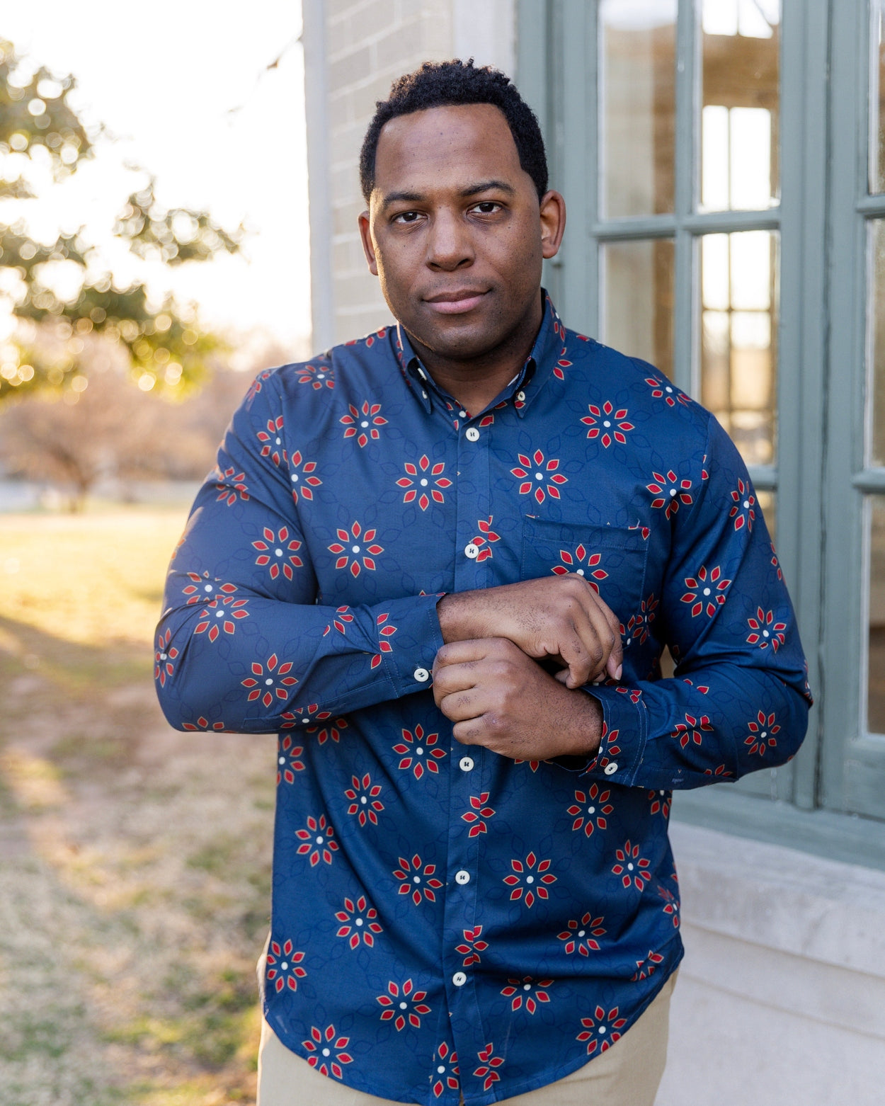 Men's Button Down Shirt in Midnight Field - Final Sale nuggles-clothing