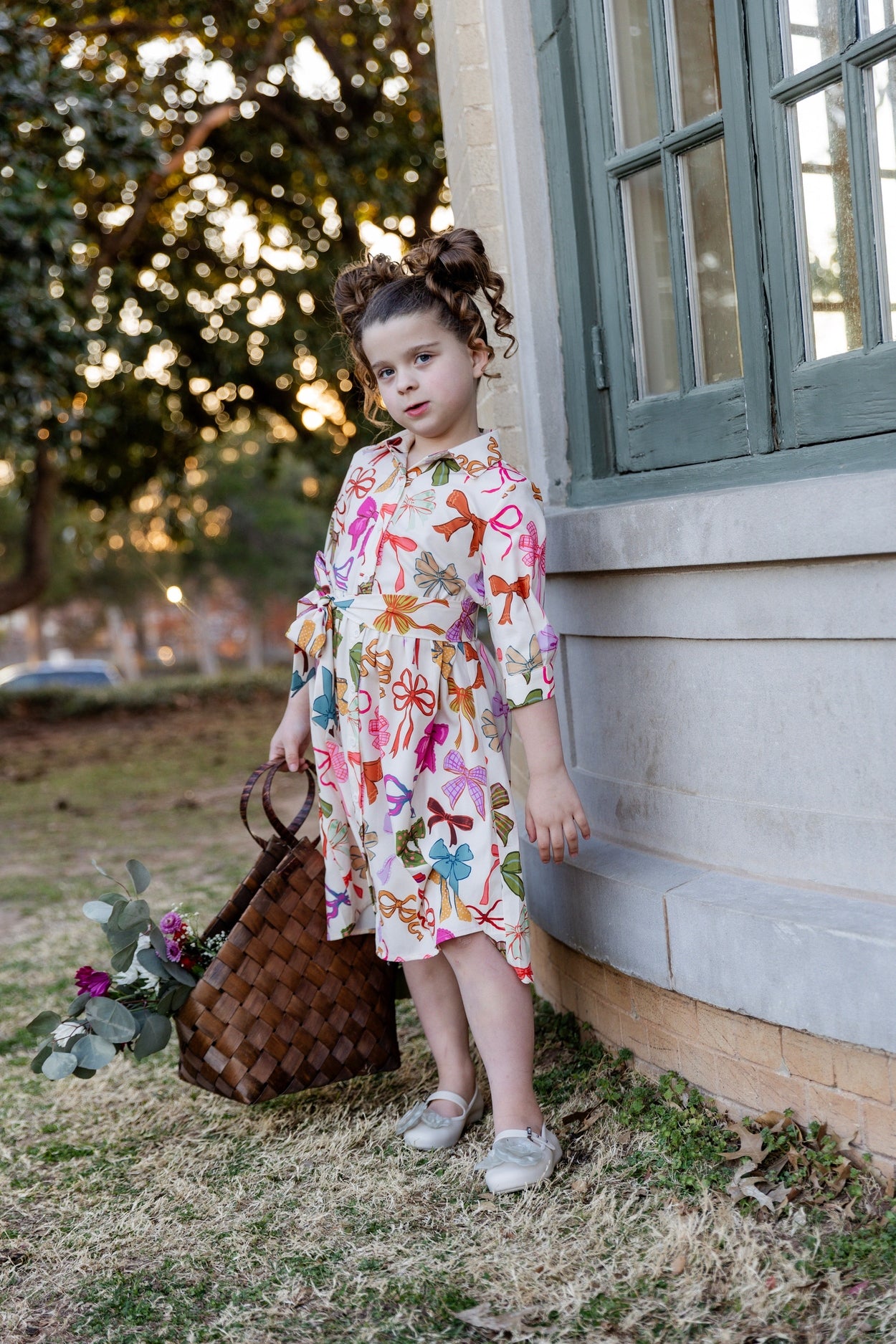 Girls' Rachel Dress in Bow Garden nuggles-clothing