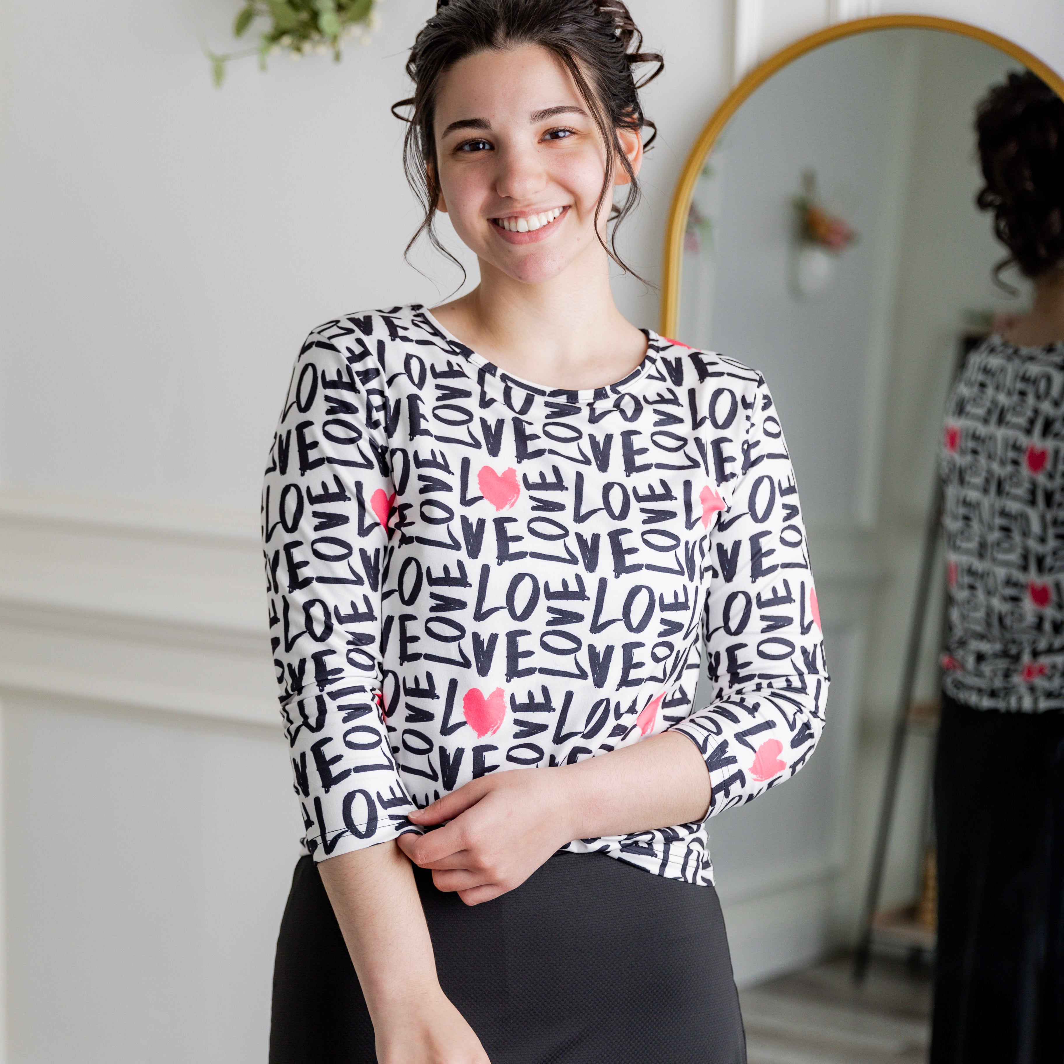essential layering tee in prints, modest women's base layer by Nuggles®
