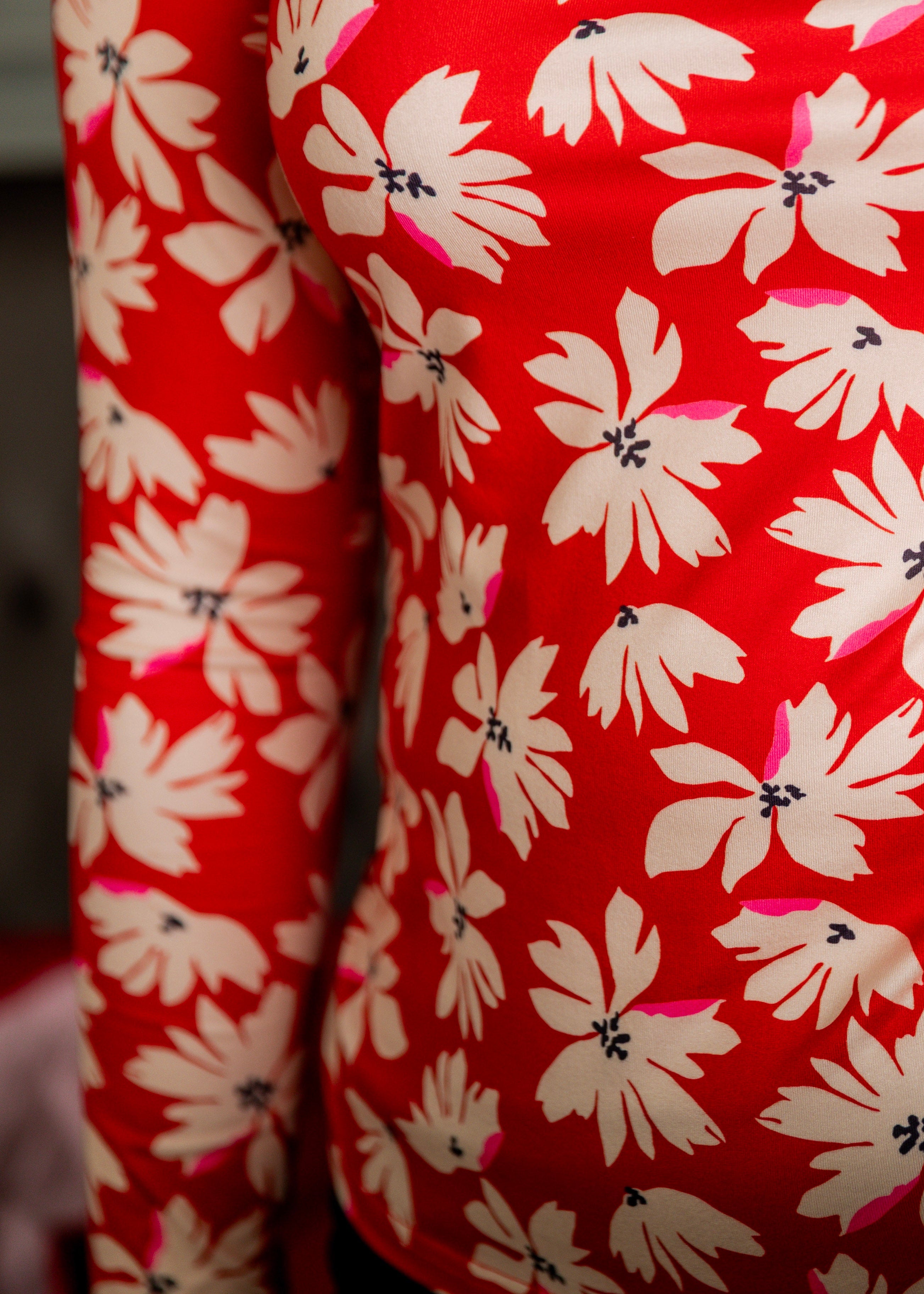 Fabric for Nuggles® Essential Long Sleeve Tee in Red Petal Party