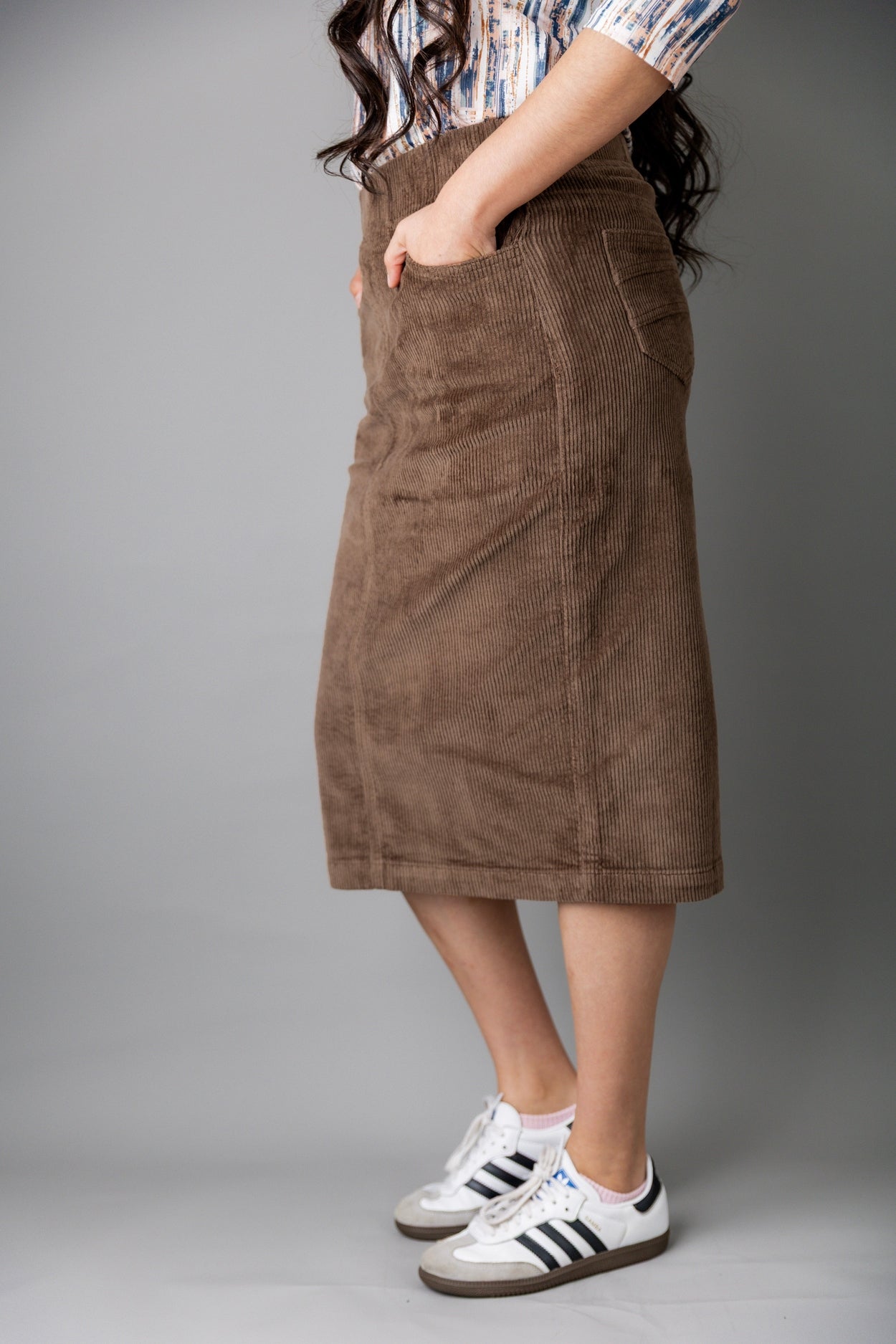 27" Corduroy Skirt in Brown - Final Sale nuggles-clothing