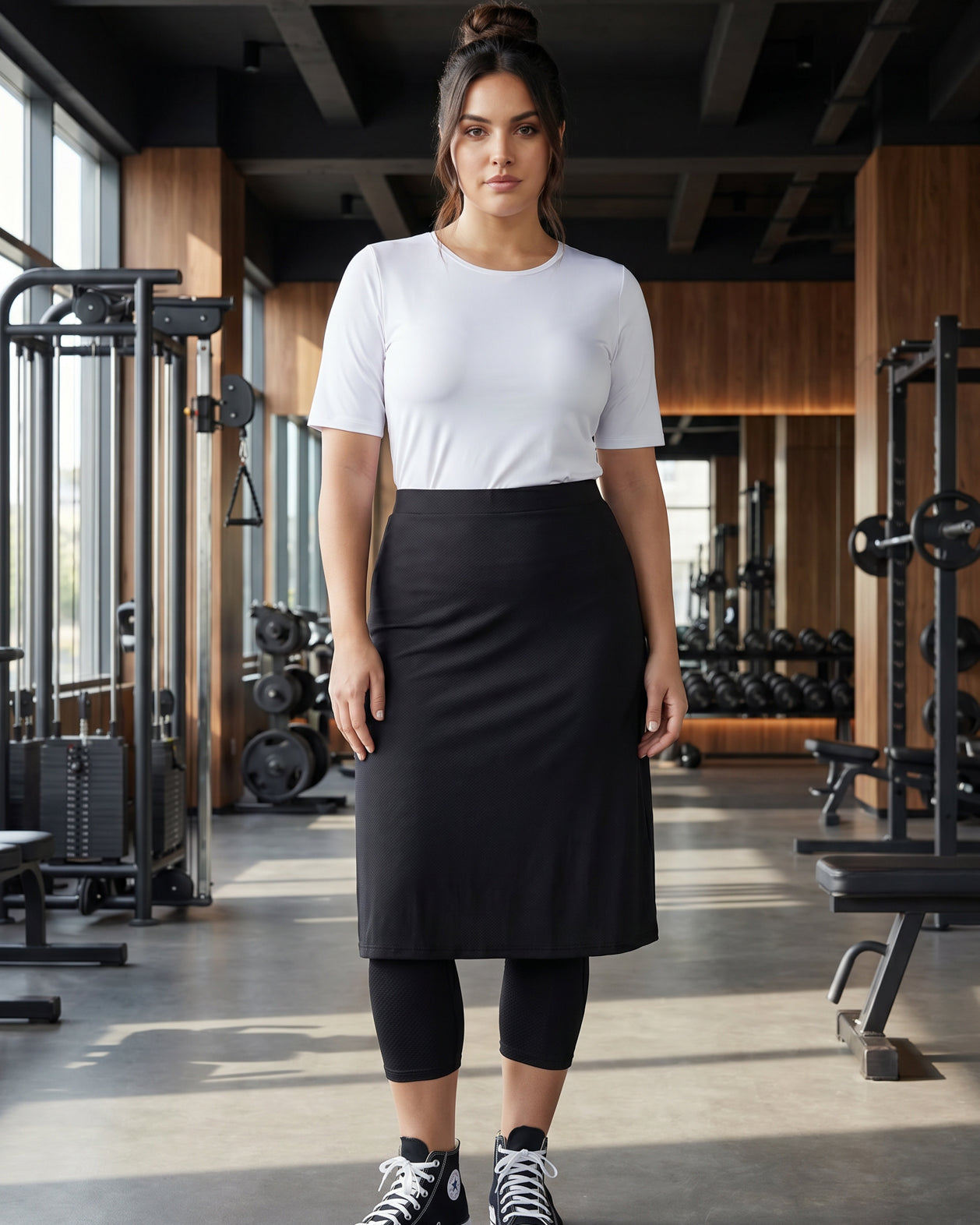 Model wearing Nuggles® 27" All-Sport Skirt in Black