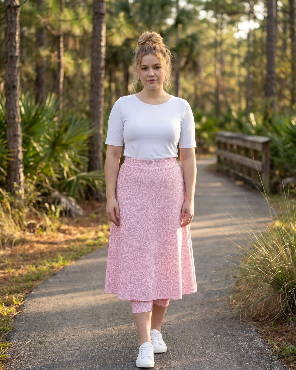 Modest 31" All-Sport Skirt in Blush Sport with built-in capri leggings
