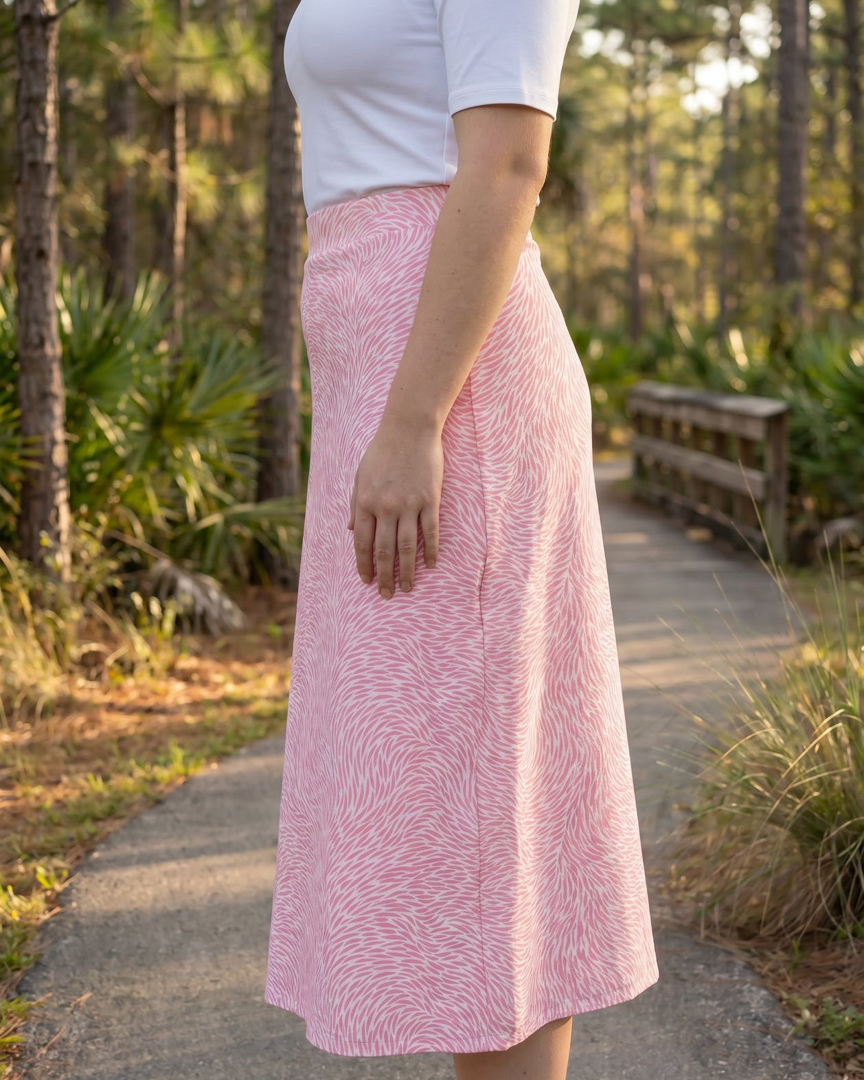 Modest 31" All-Sport Skirt in Blush Sport, back view (view 3)