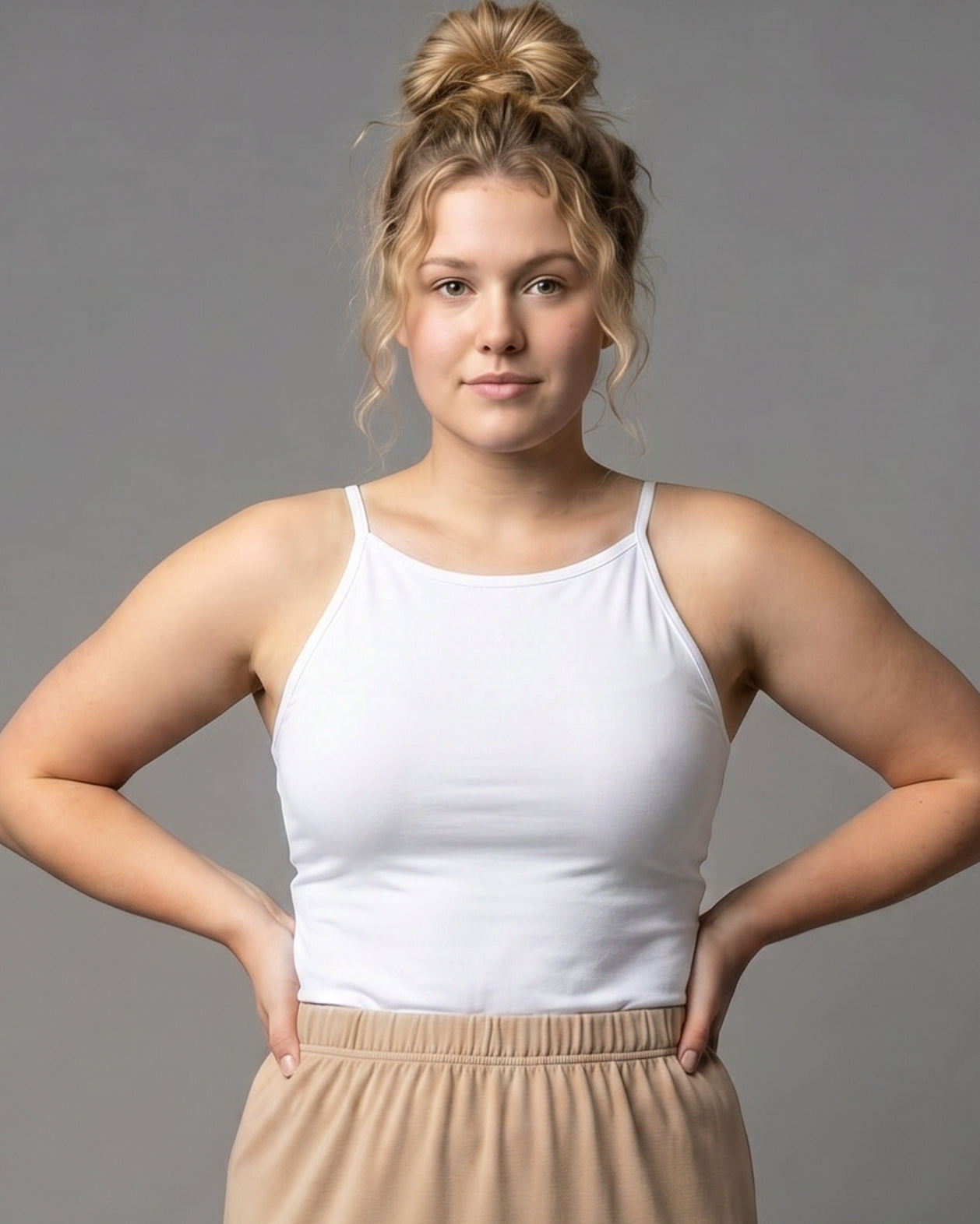 Model wearing Nuggles® Camisole in White