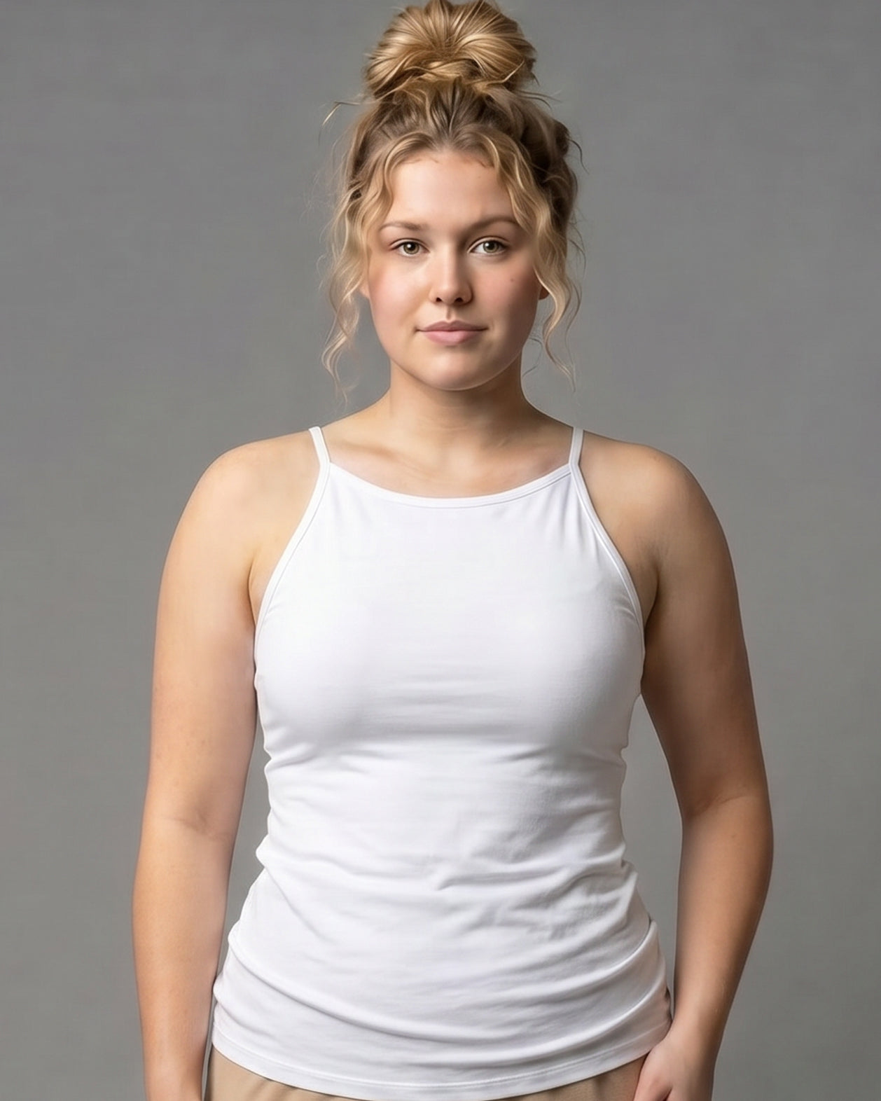 Model wearing Nuggles® Camisole in White