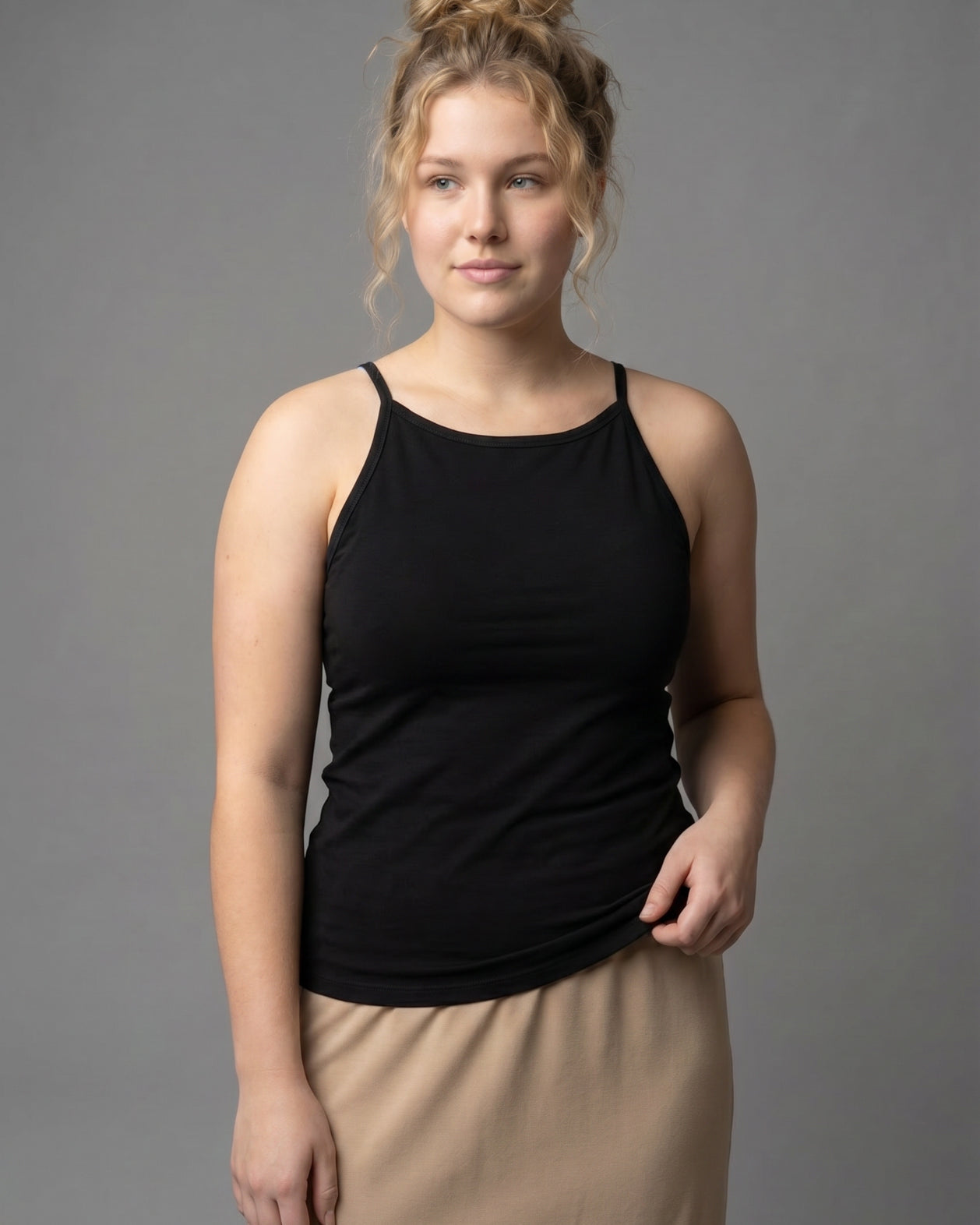 Model wearing Nuggles® Camisole in Black
