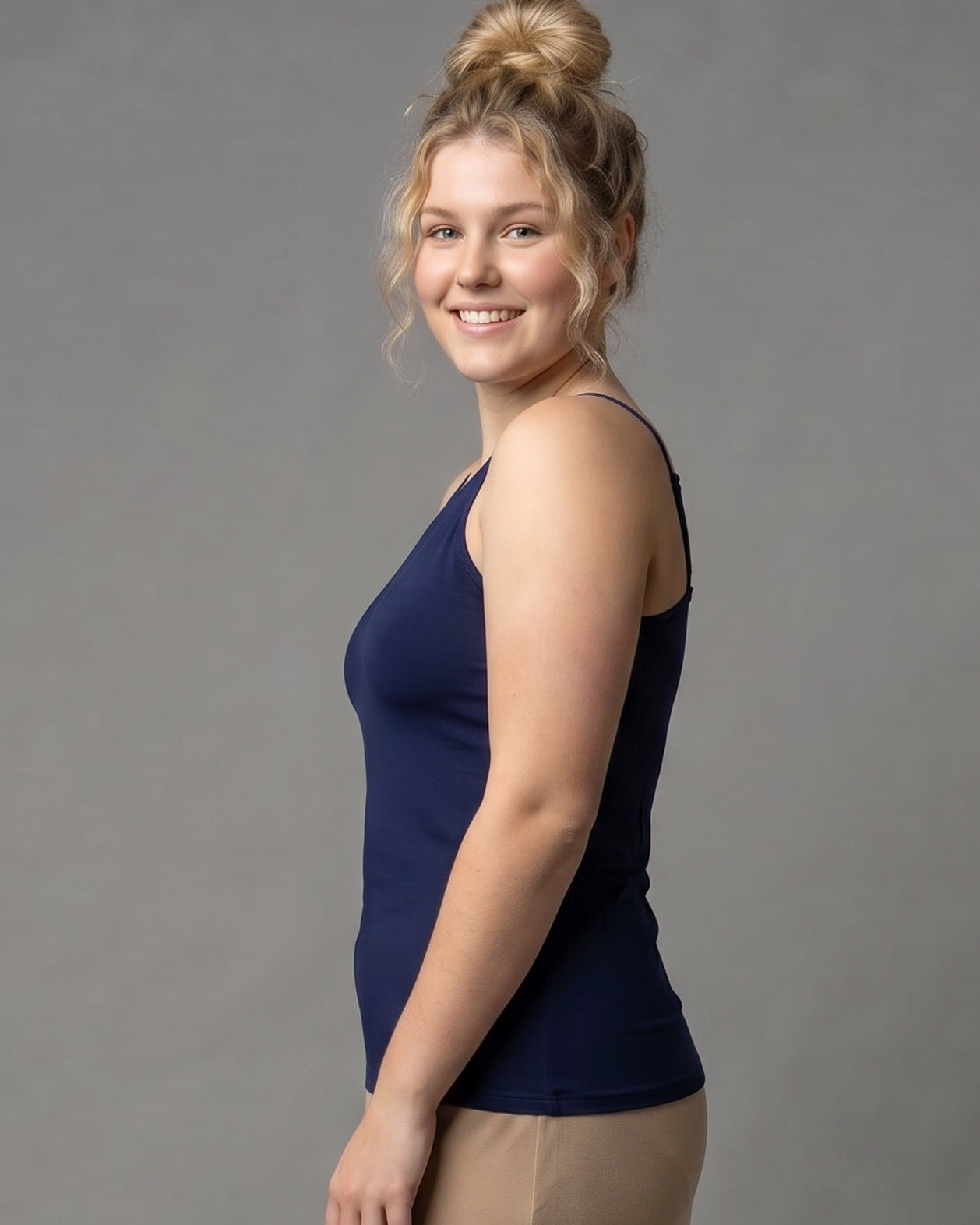 Model wearing Nuggles® Camisole in Navy