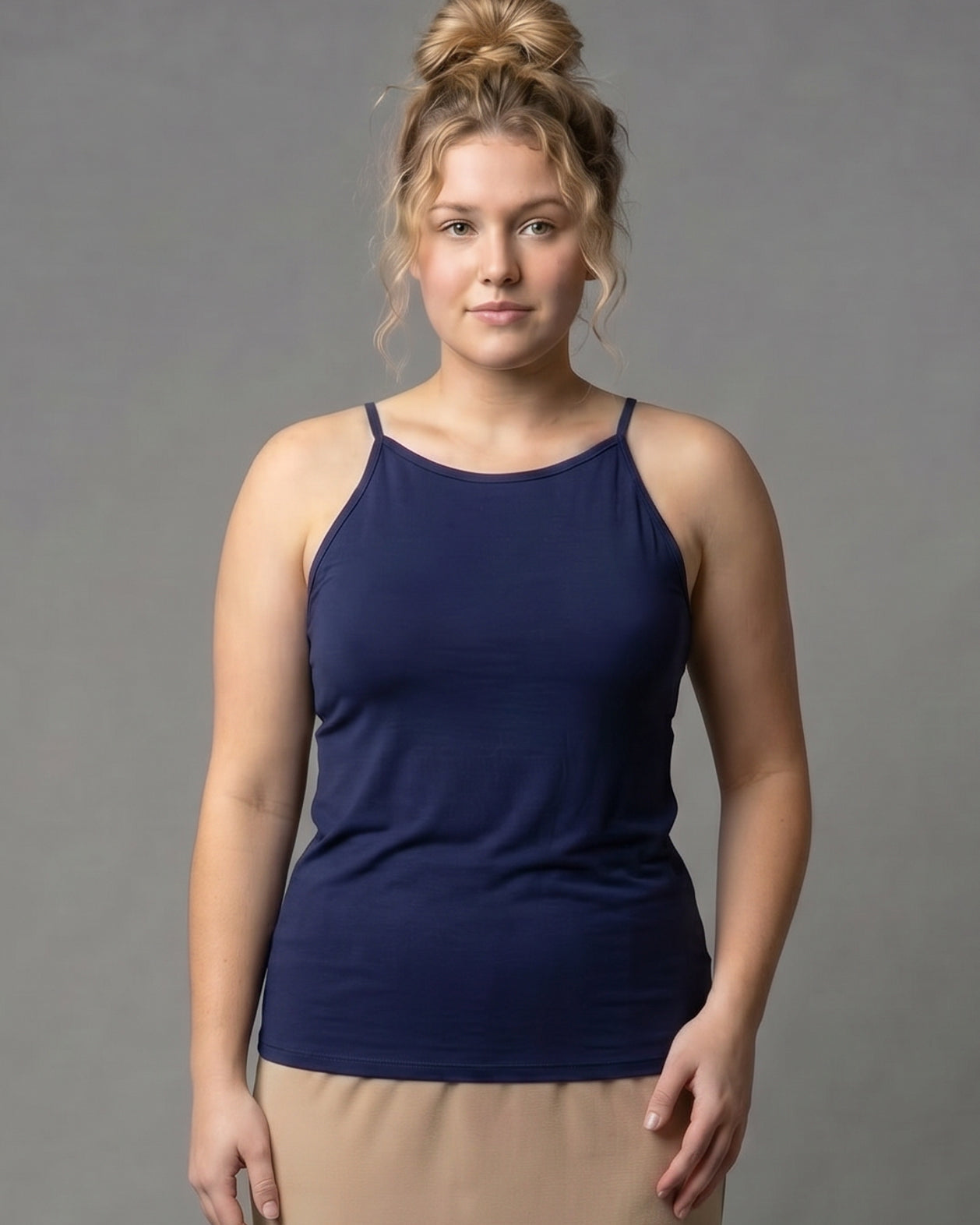 Model wearing Nuggles® Camisole in Navy