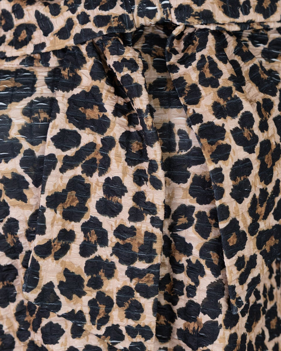 Nuggles Eleanor Top in Classic Leopard, breathable bow-neck modest top in timeless tan leopard pattern
