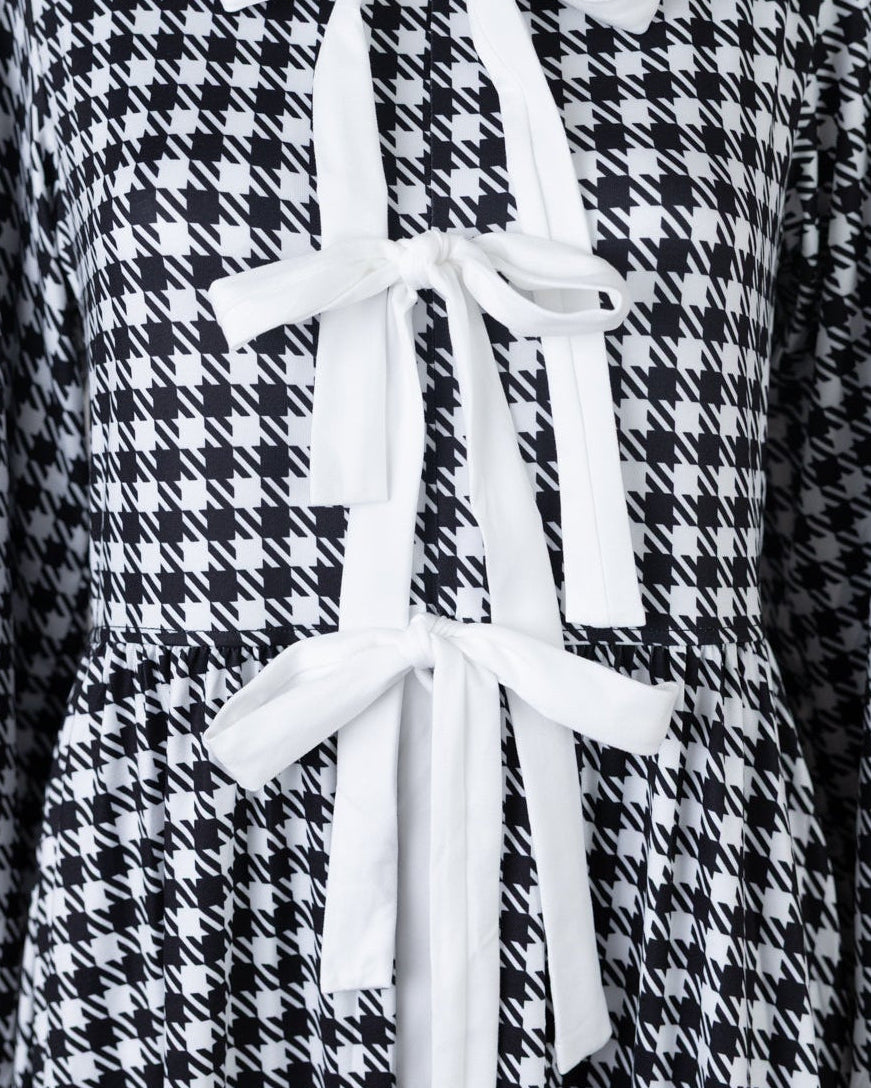 Model wearing Nuggles® Addison Maxi Dress in Cookie Check