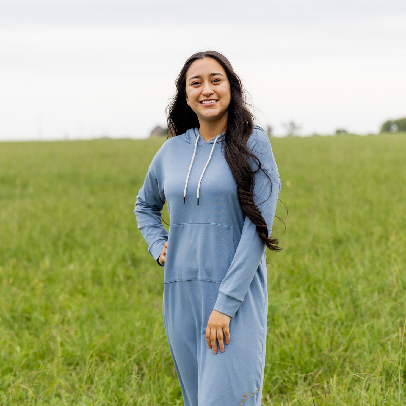 Modest hoodie dress by Nuggles®, soft and comfortable sweatshirt-style dress
