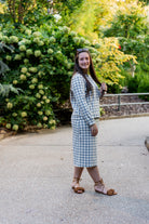 Nuggles® Iris two-piece set featuring soft knit midi skirt and crew-neck sweatshirt top