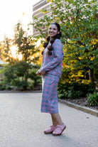 Nuggles® Iris two-piece set featuring soft knit midi skirt and crew-neck sweatshirt top