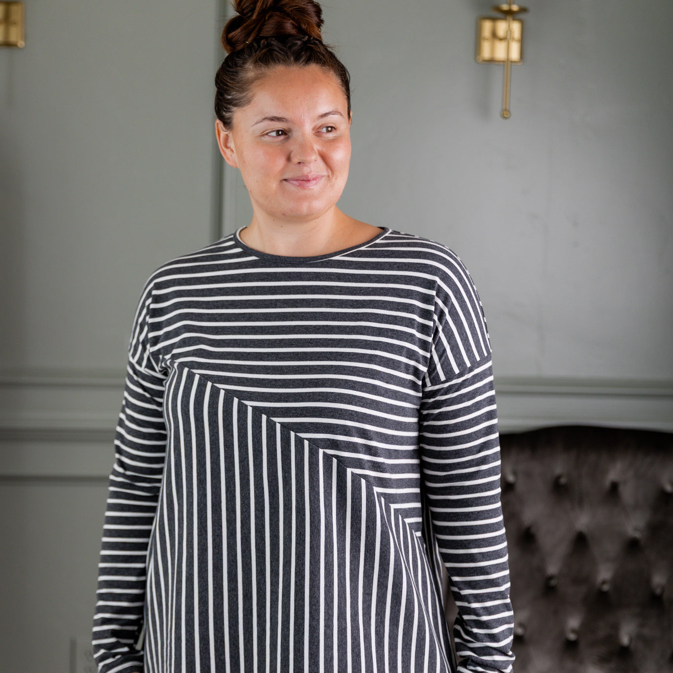 Nuggles® Indy Top women’s long sleeve knit shirt with relaxed fit and crew neckline