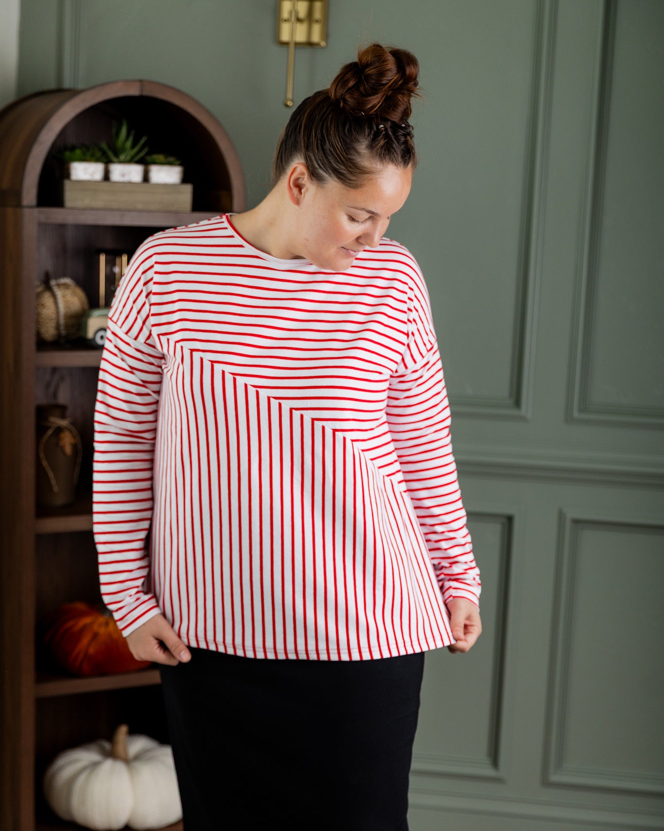 Nuggles® Indy Top women’s long sleeve knit shirt with relaxed fit and crew neckline