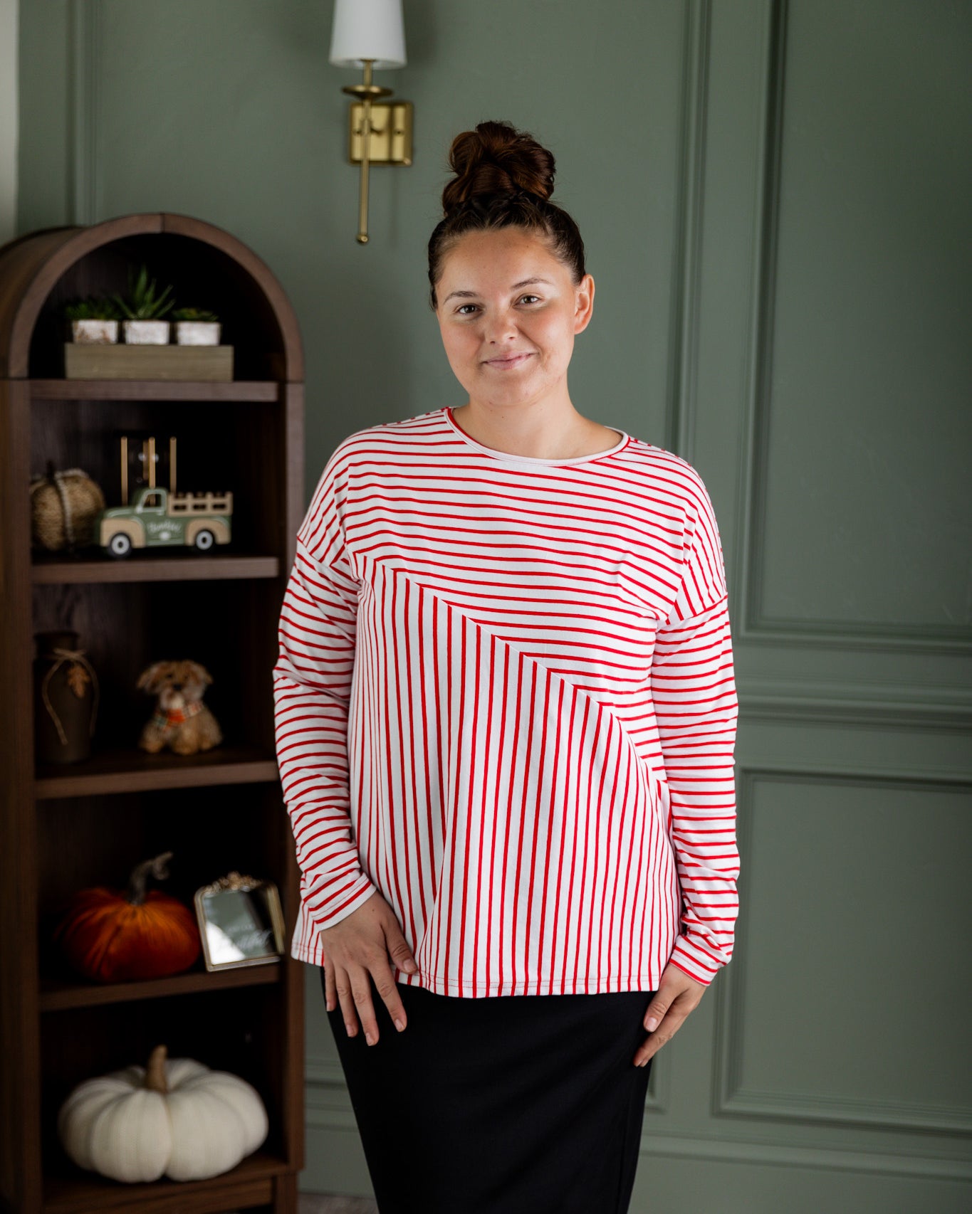 Nuggles® Indy Top women’s long sleeve knit shirt with relaxed fit and crew neckline