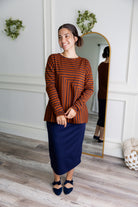 Nuggles® Indy Top women’s long sleeve knit shirt with relaxed fit and crew neckline