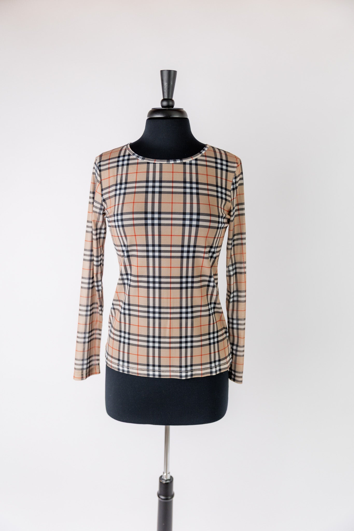 Women's long sleeve mesh layering top – modest, unlined, fitted top for stylish layering outfits