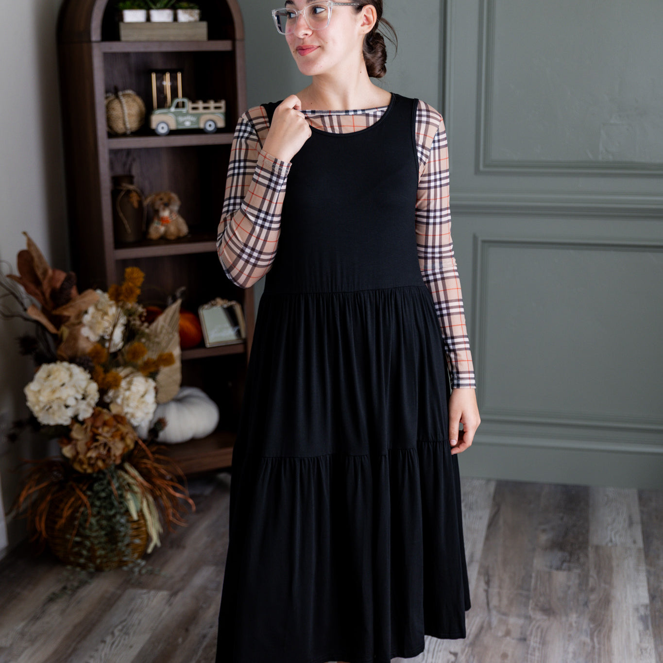 Full-length photo of the Whitney Layering Dress, featuring a flowing cut and lightweight fabric.