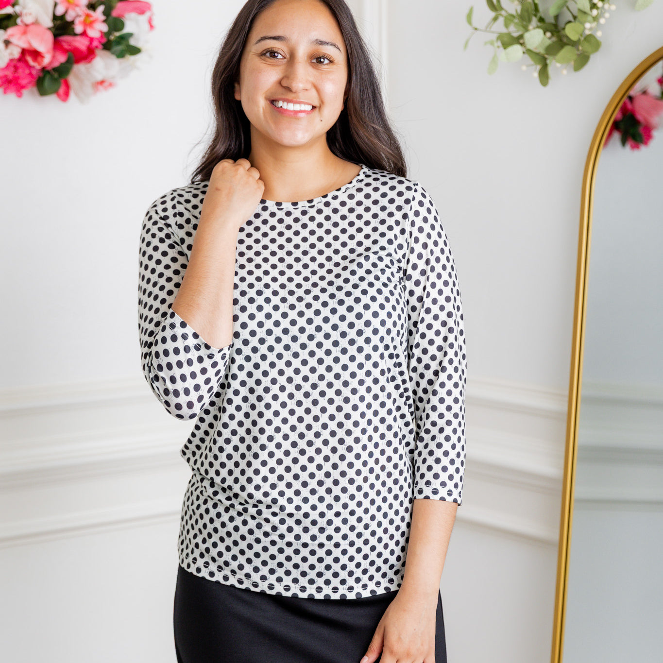 Relaxed Essential Tee styled with a modest skirt