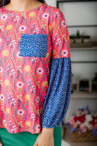 Nuggles® Gianna Top styled with pencil skirt, modest fashion outfit idea for women.