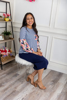 Nuggles® Gianna Top styled with pencil skirt, modest fashion outfit idea for women.