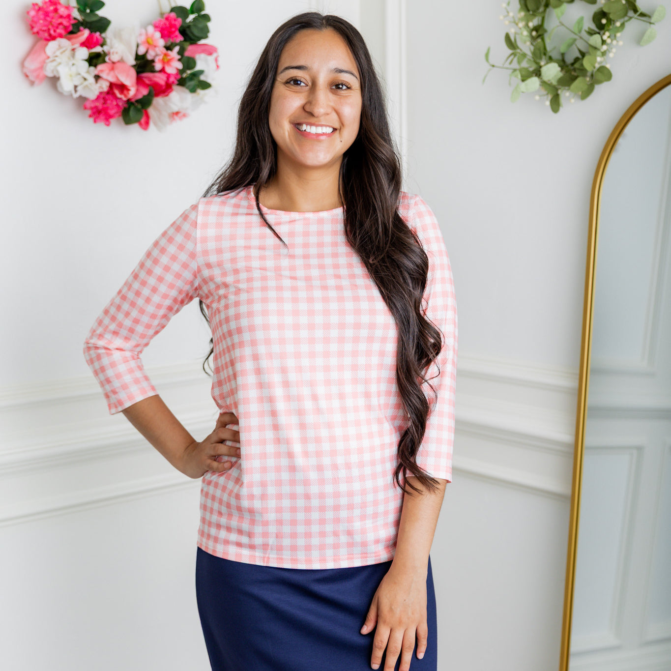 Relaxed Essential Tee styled with a modest skirt