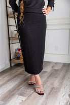 Nuggles® Lexi Skirt in waffle knit with modest mid-calf length and pull-on waistband for women