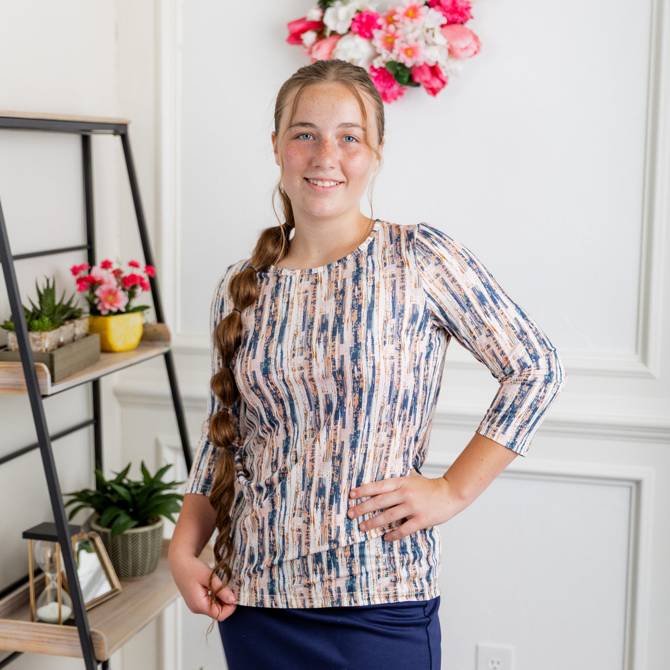 Relaxed Essential Tee styled with a modest skirt