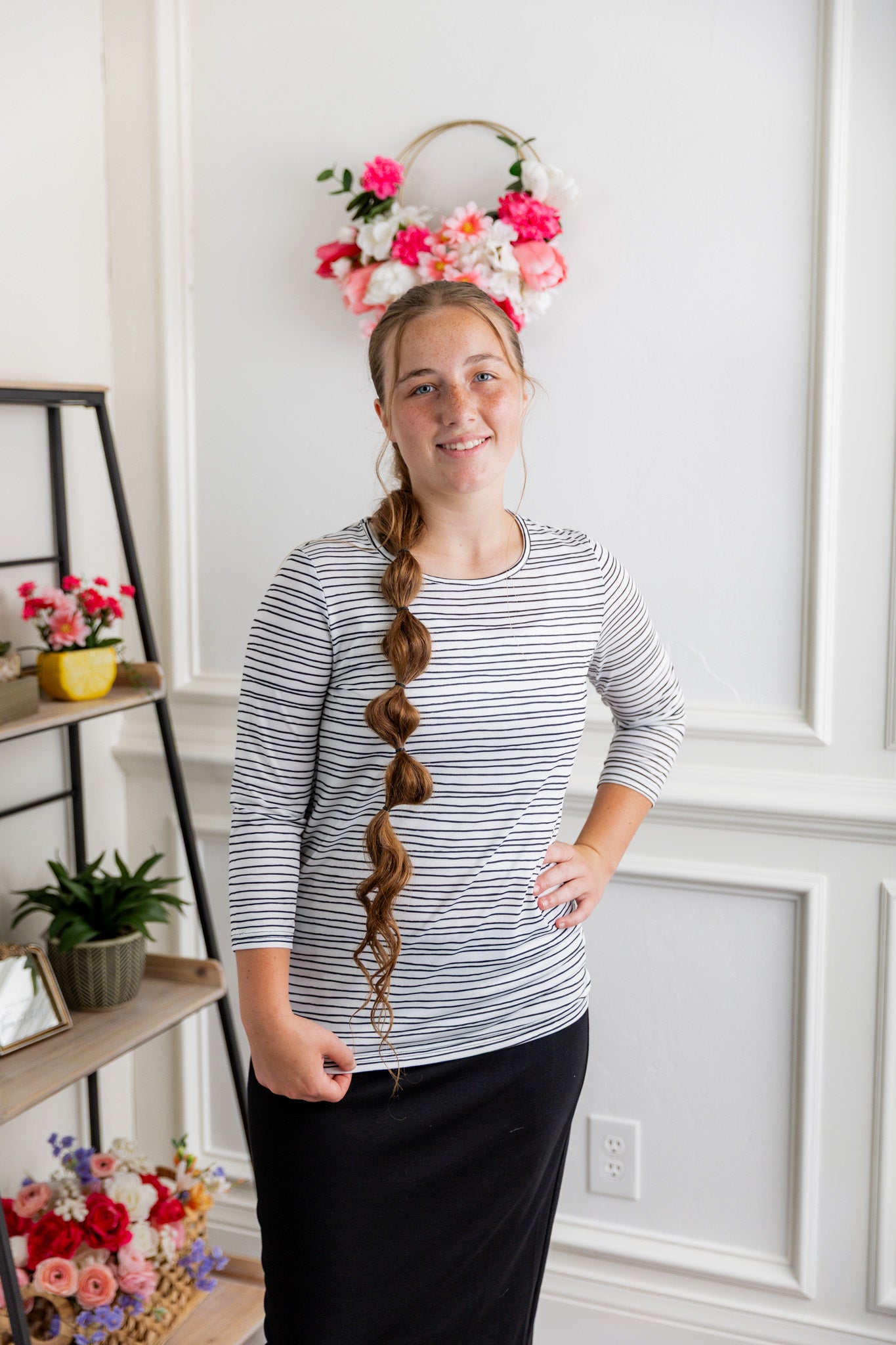 Relaxed Essential Tee styled with a modest skirt