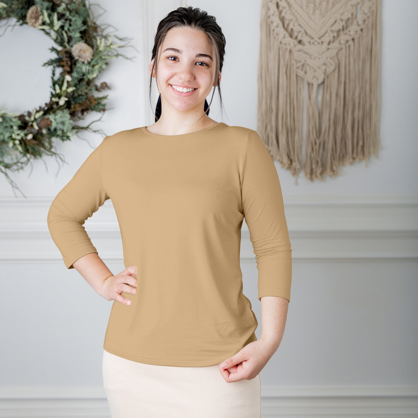 essential layering tee in solid colors, modest women's base layer by Nuggles®