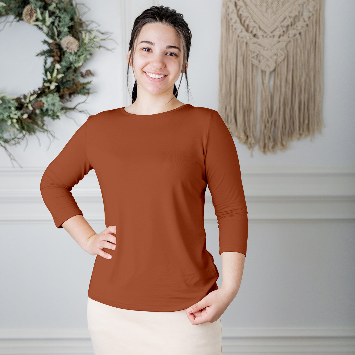 essential layering tee in solid colors, modest women's base layer by Nuggles®