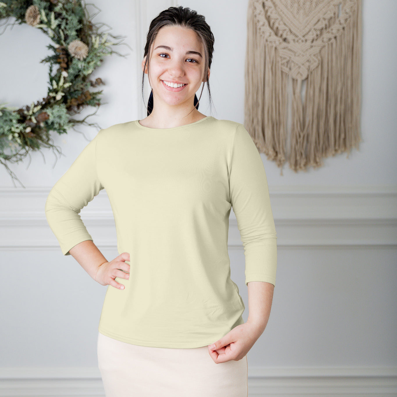 essential layering tee in solid colors, modest women's base layer by Nuggles®