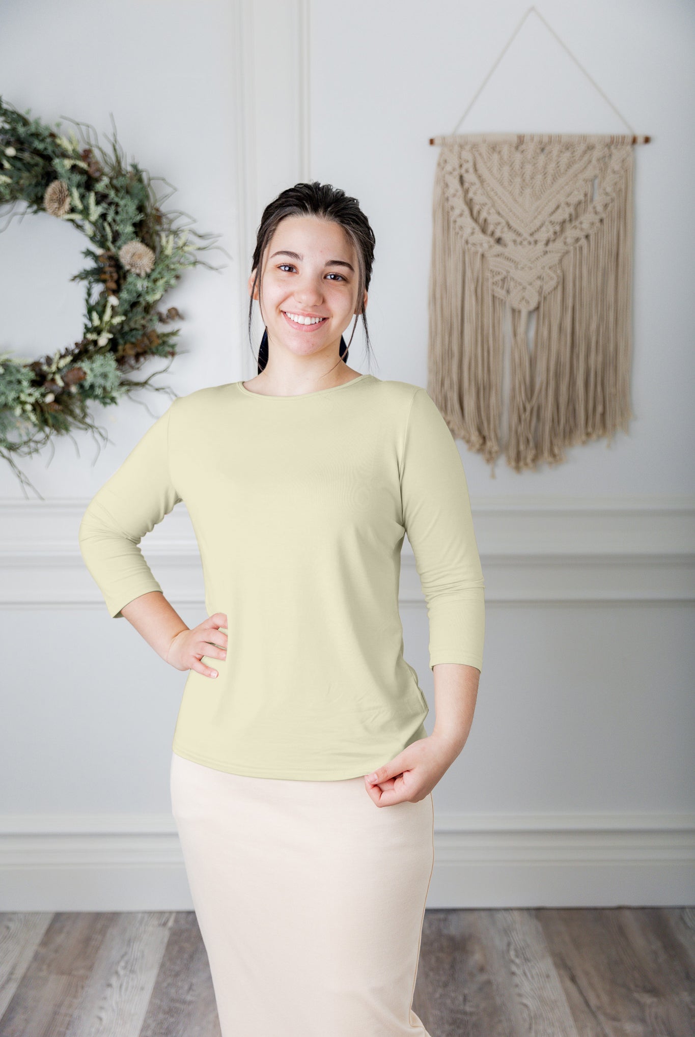 essential layering tee in solid colors, modest women's base layer by Nuggles®