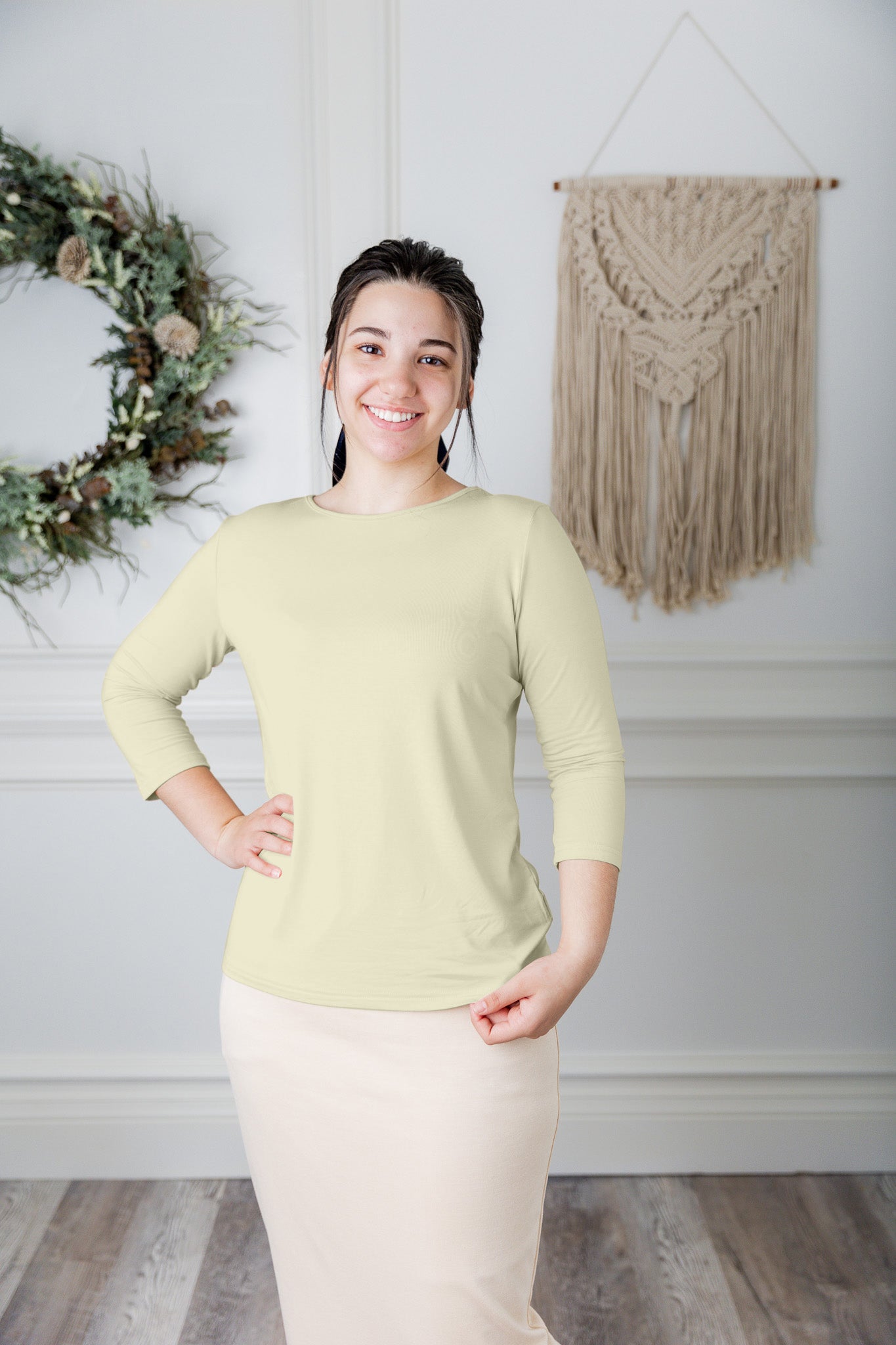 essential layering tee in solid colors, modest women's base layer by Nuggles®