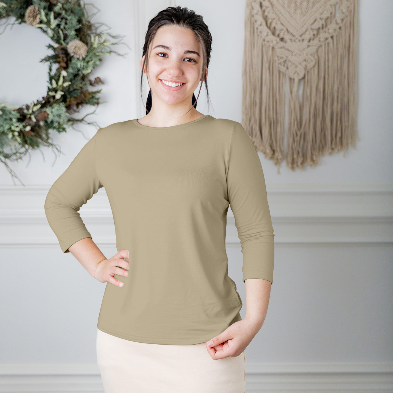 essential layering tee in solid colors, modest women's base layer by Nuggles®