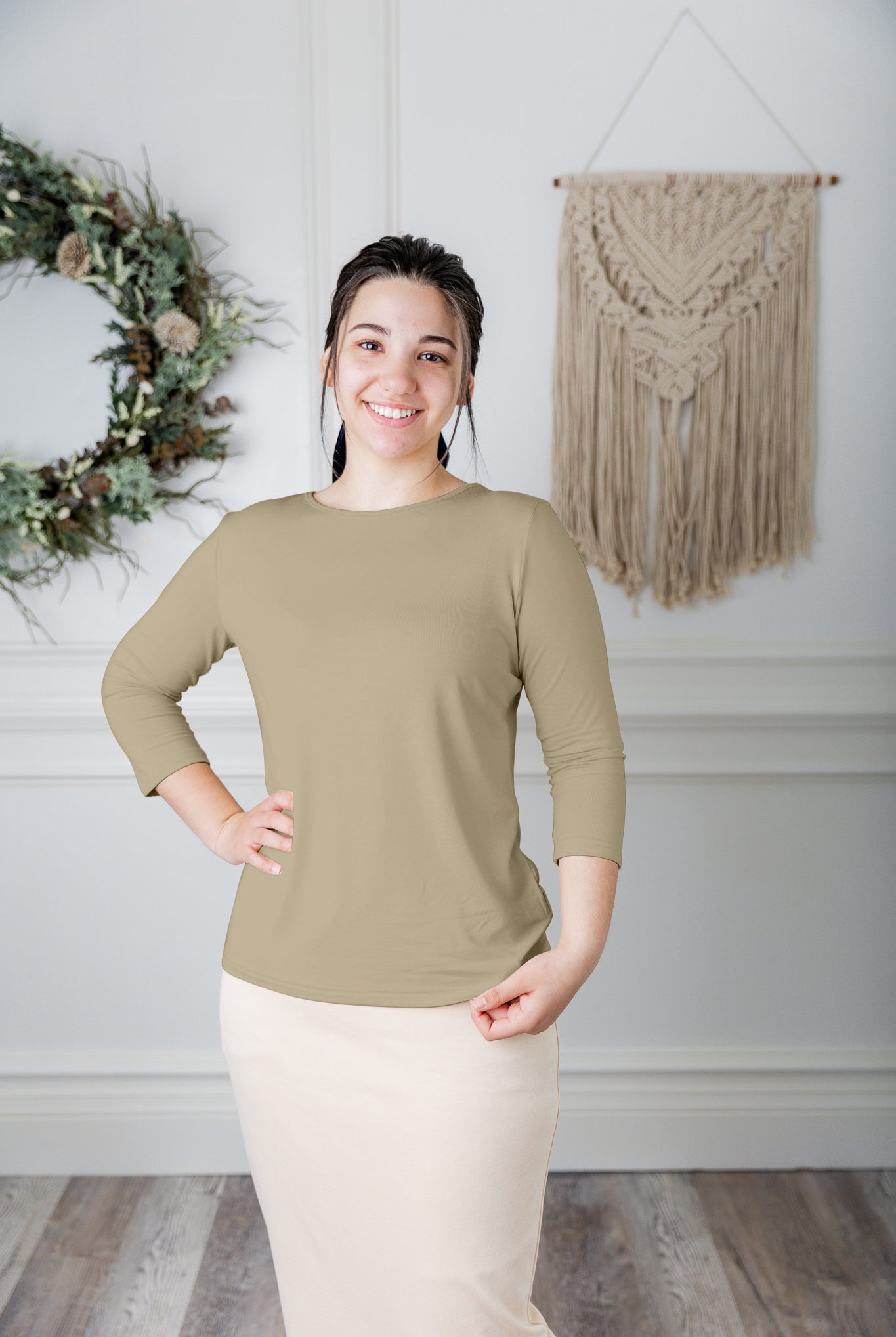 essential layering tee in solid colors, modest women's base layer by Nuggles®