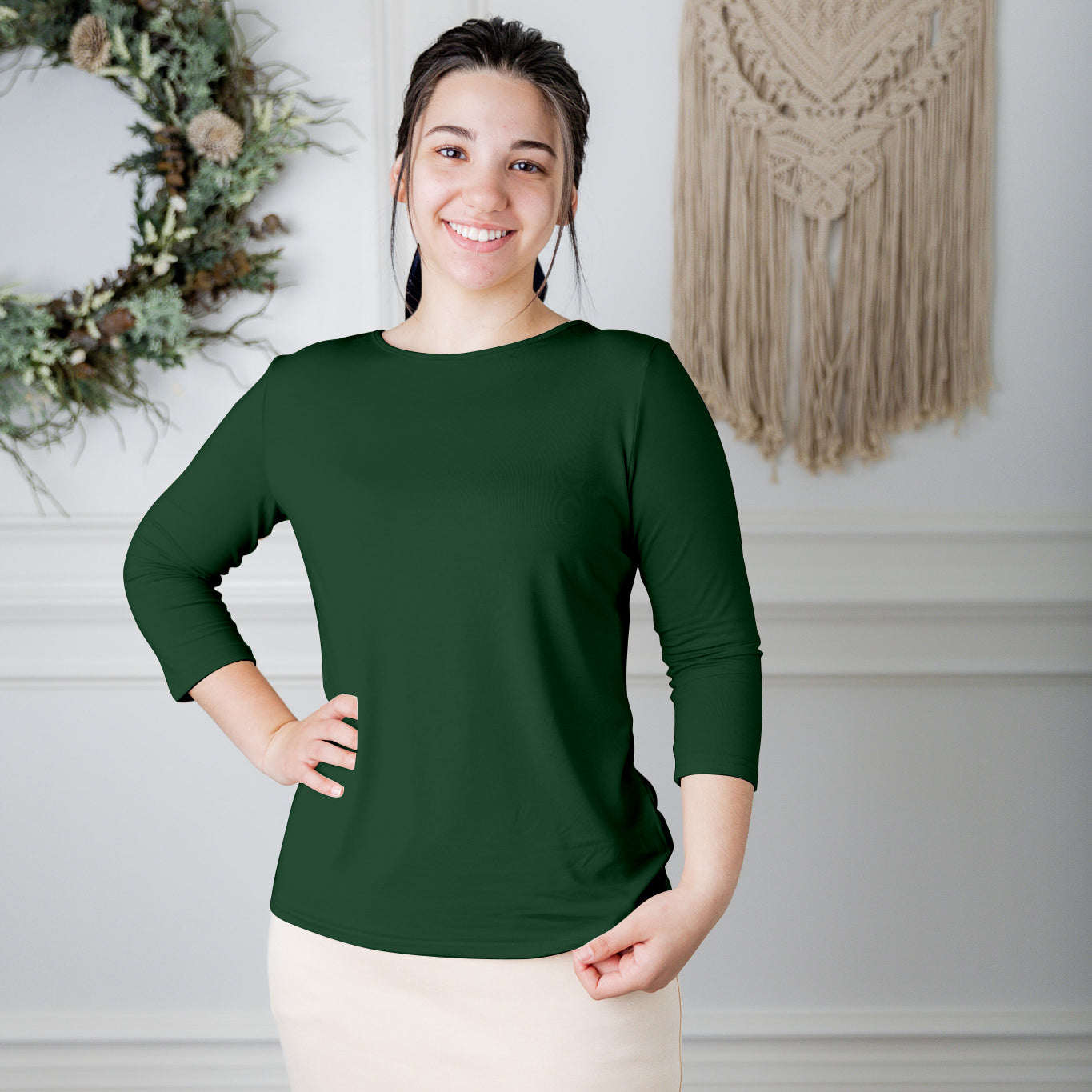 essential layering tee in solid colors, modest women's base layer by Nuggles®