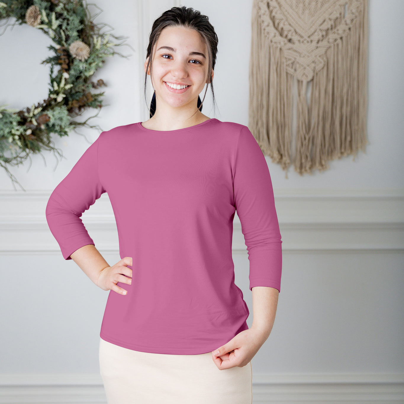 essential layering tee in solid colors, modest women's base layer by Nuggles®